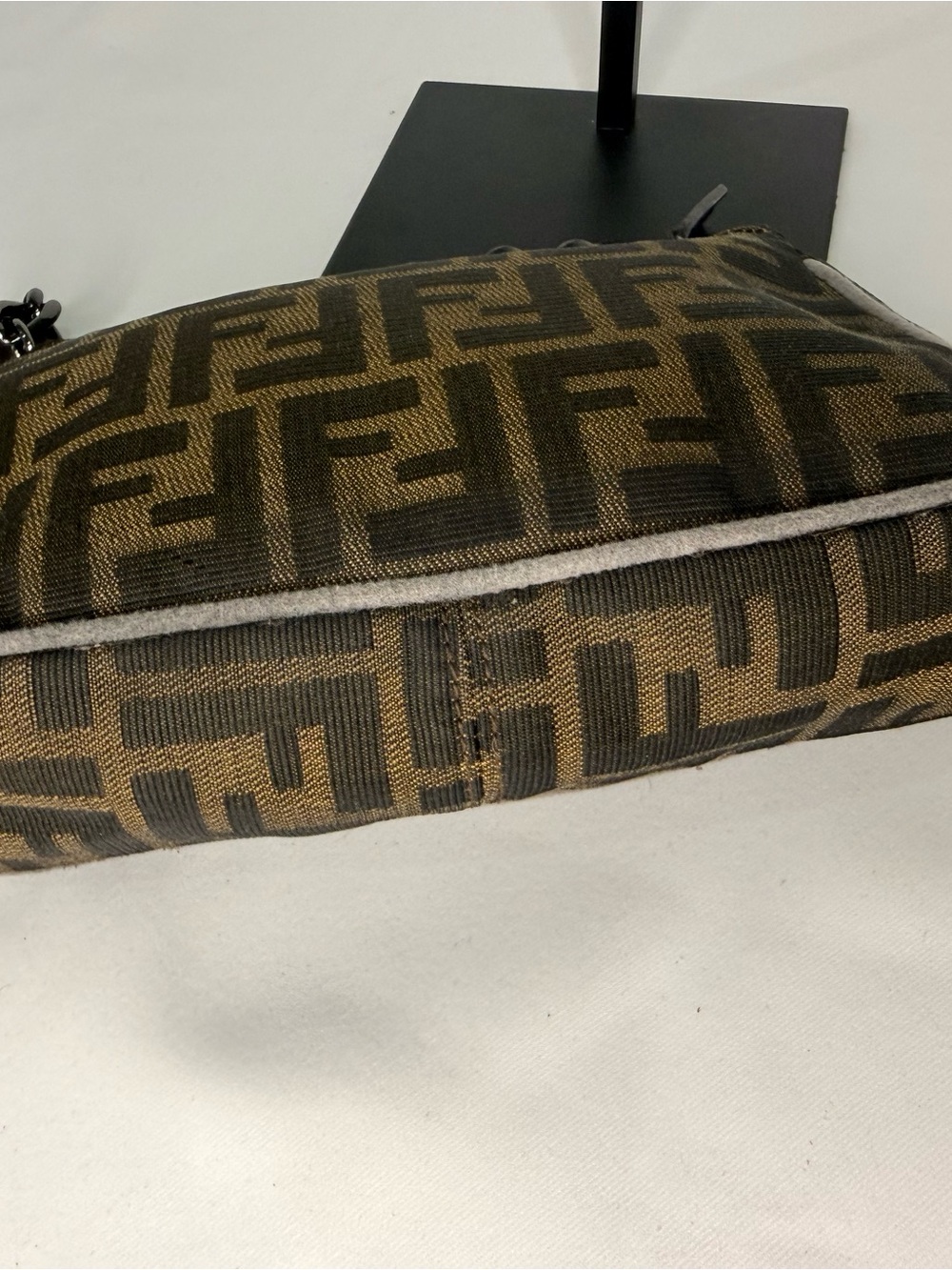 Fendi Brown Zucca Monogram Shoulder Bag with Black Chain Strap - Picture 4 of 11
